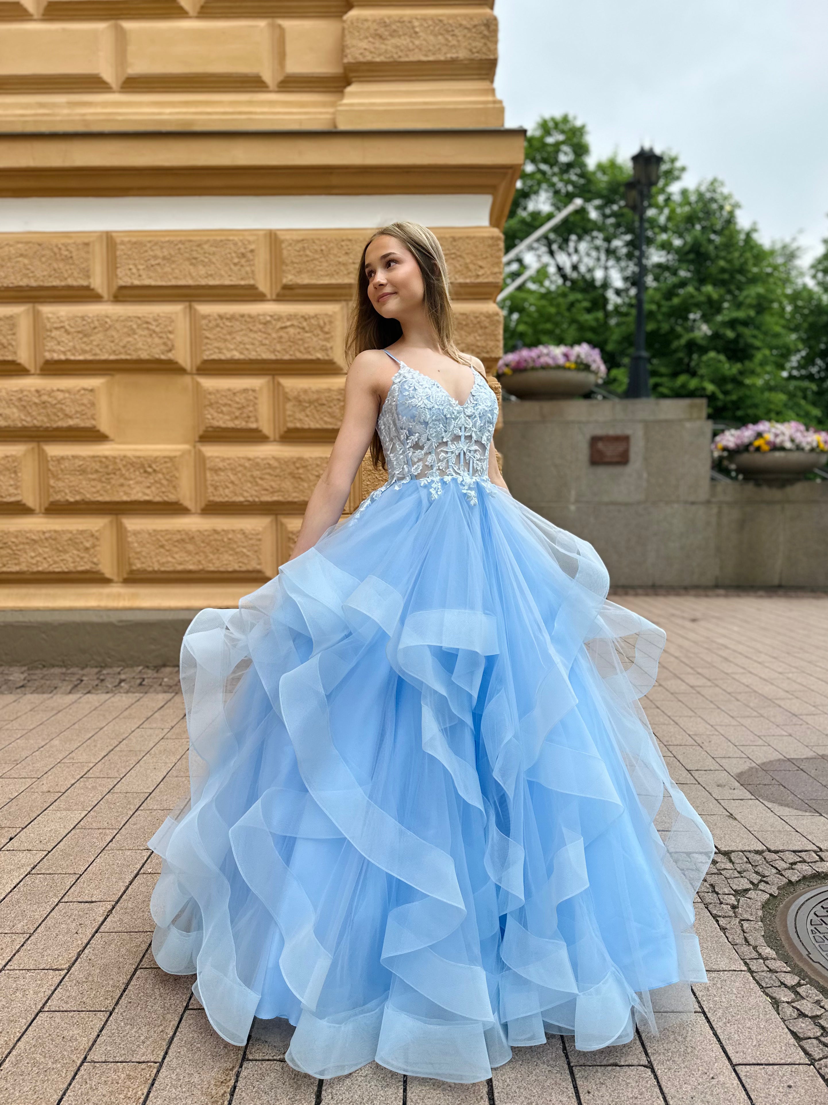 VANHOJENTANSSIMEKKO H6111P-TULLE LIGHT BLUE