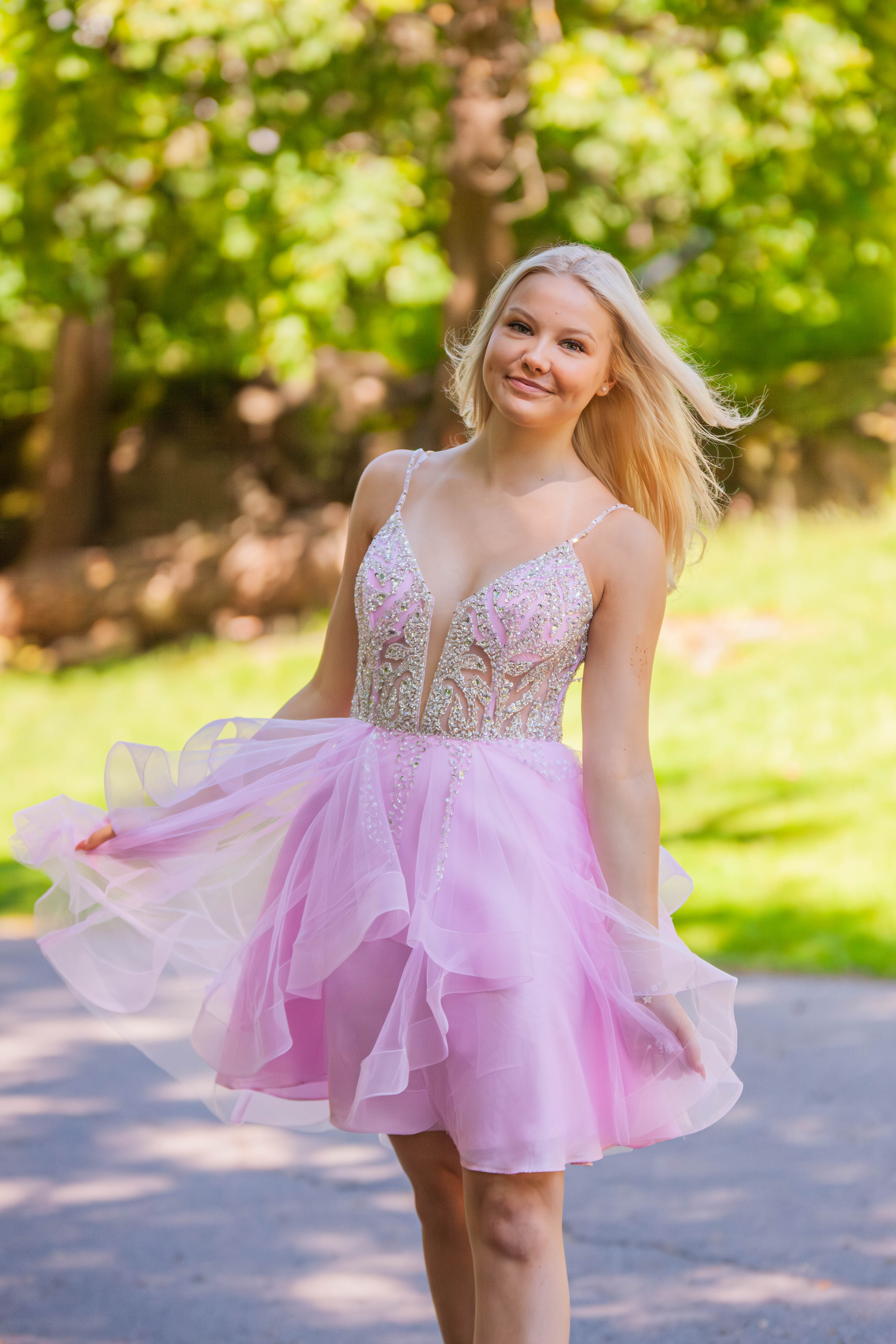 DRESS H4452S-TULLE ROSE PINK