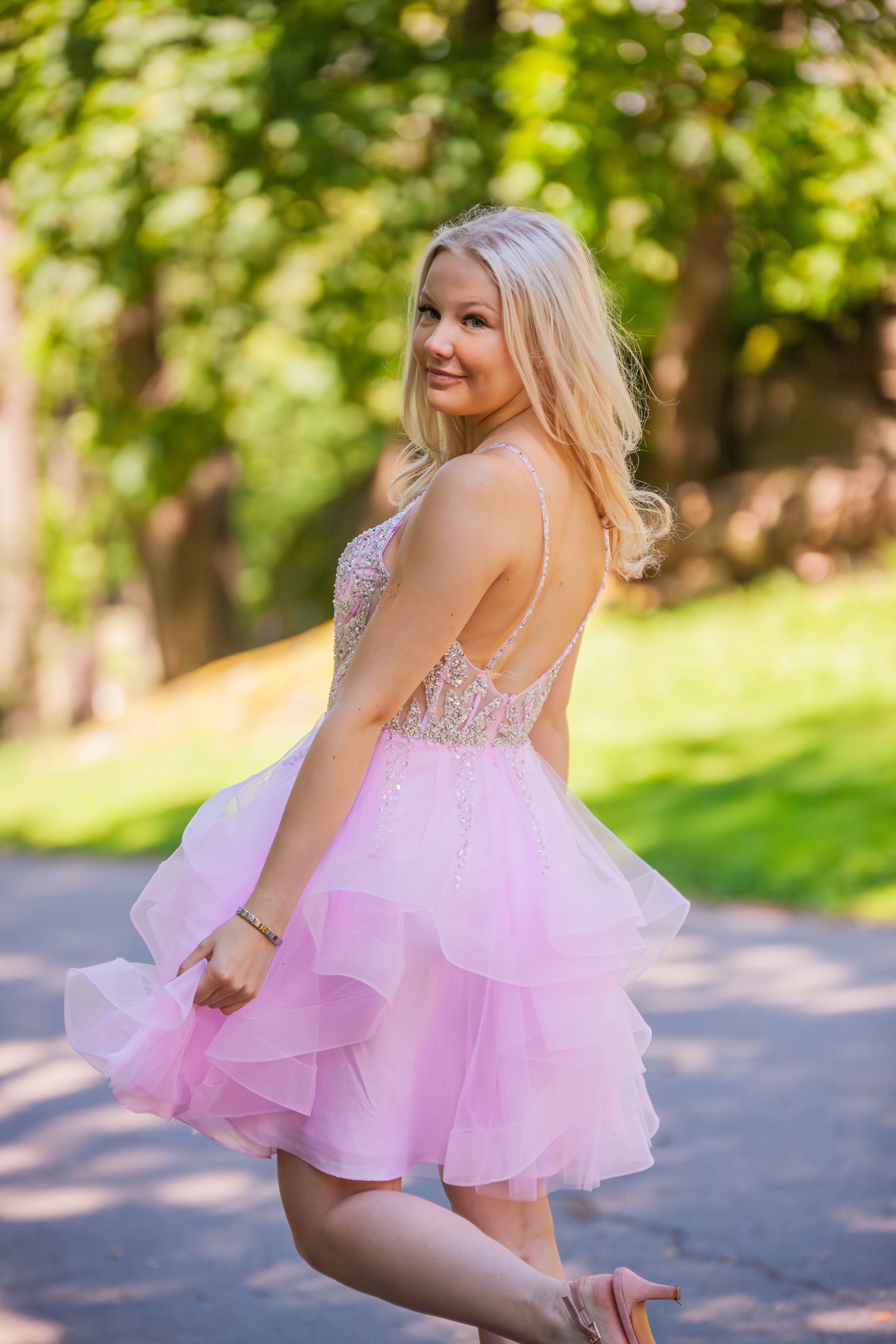 DRESS H4452S-TULLE ROSE PINK