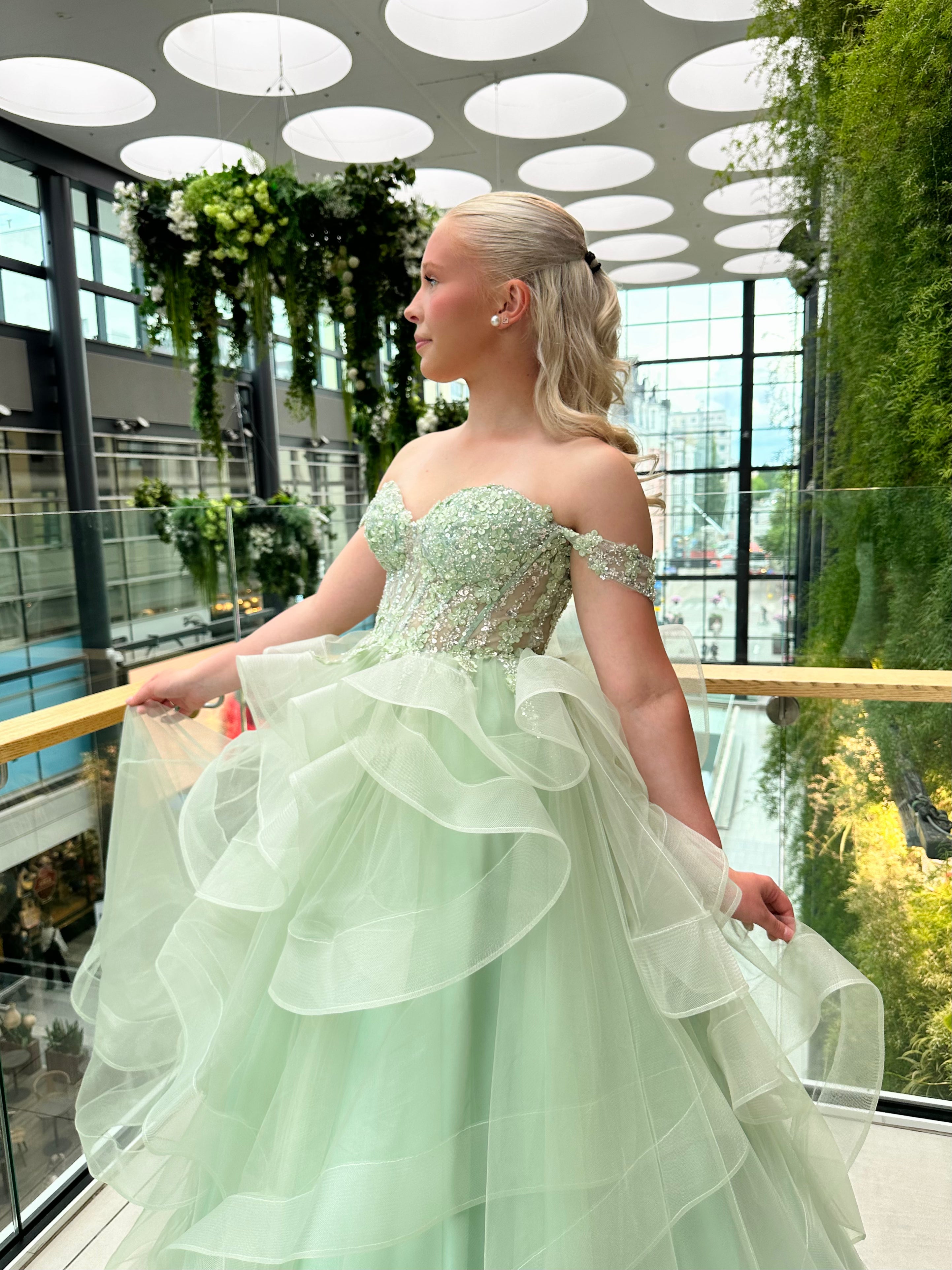 PROM DRESS CAROLINE LIGHT GREEN