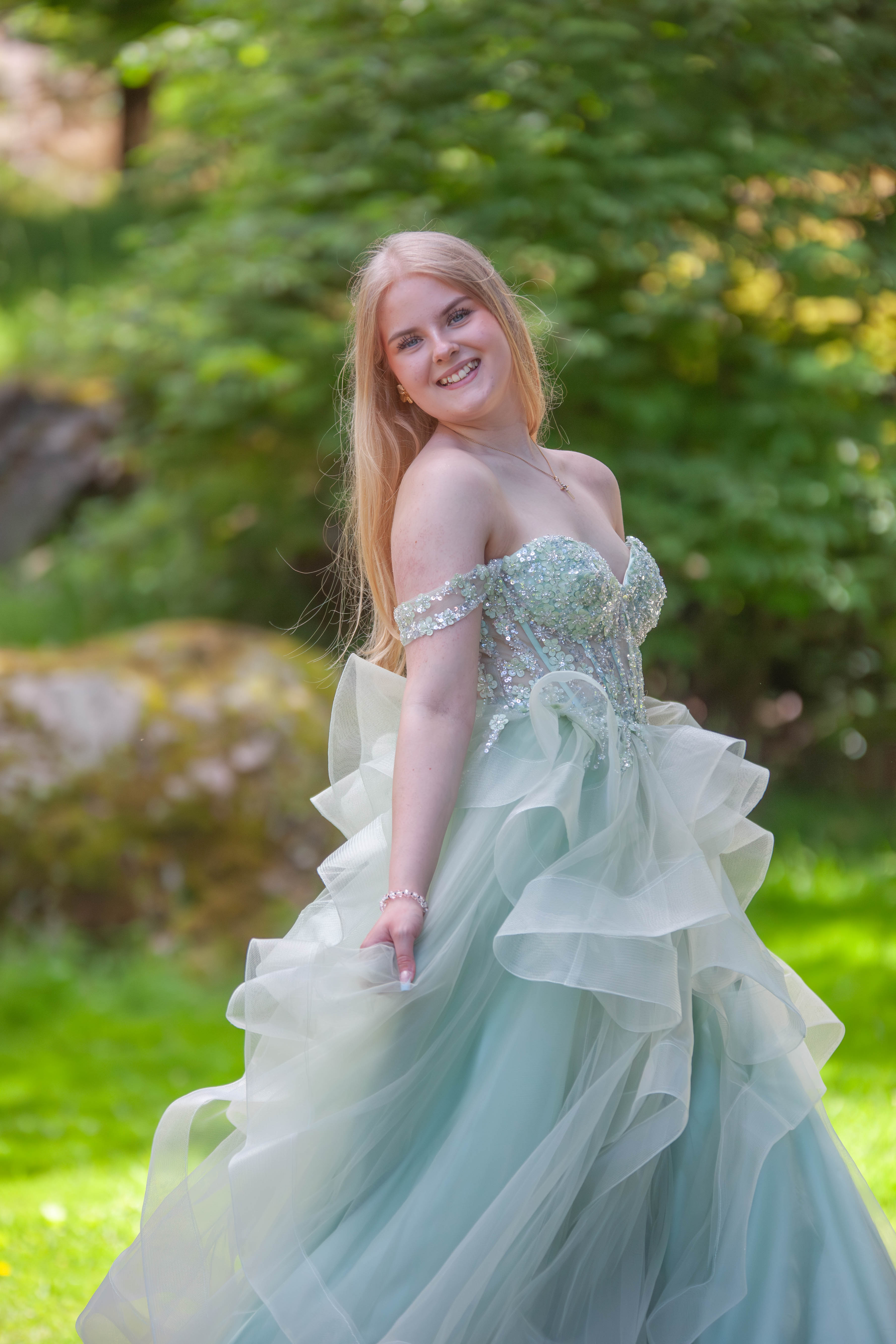 PROM DRESS CAROLINE LIGHT GREEN