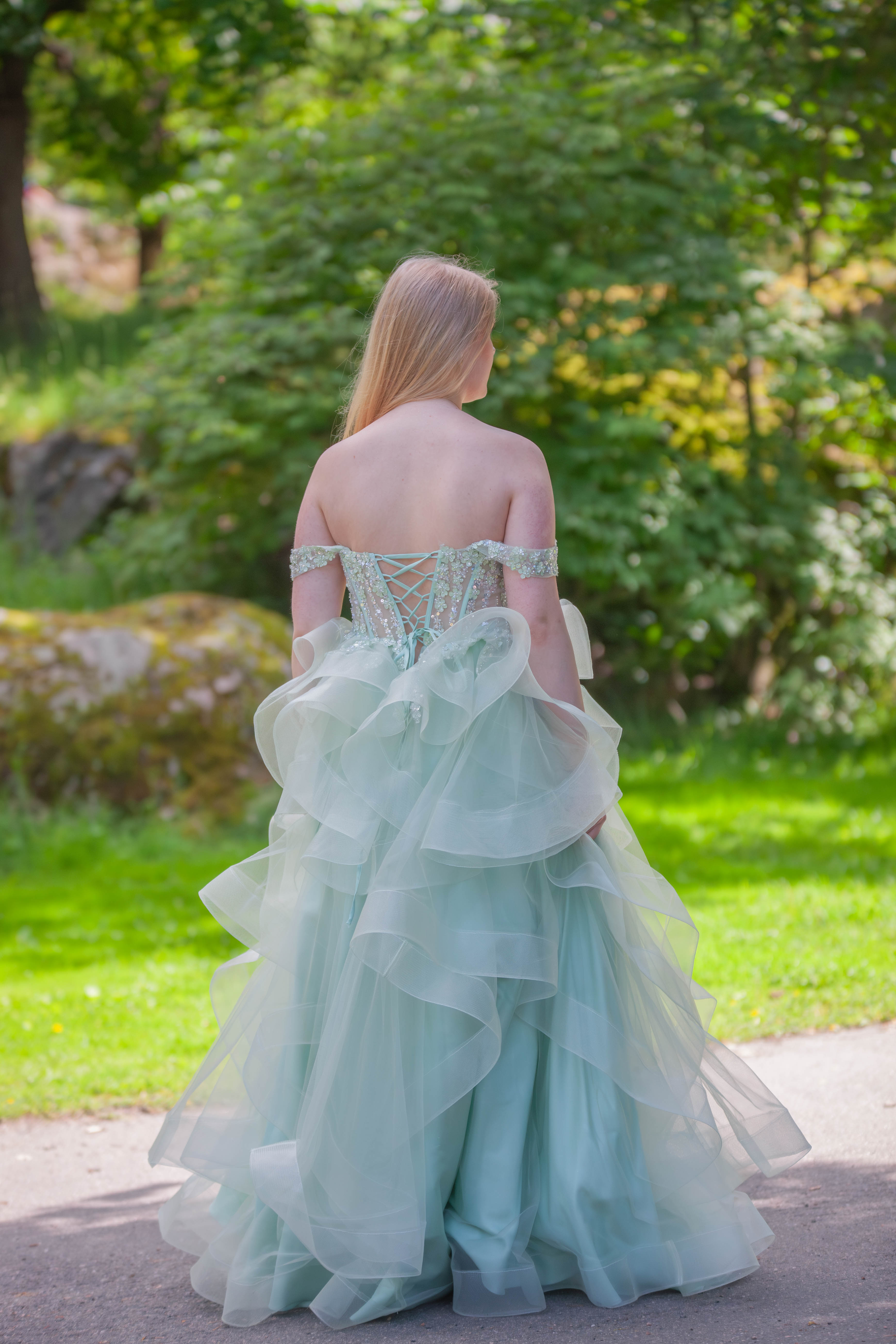 PROM DRESS CAROLINE LIGHT GREEN