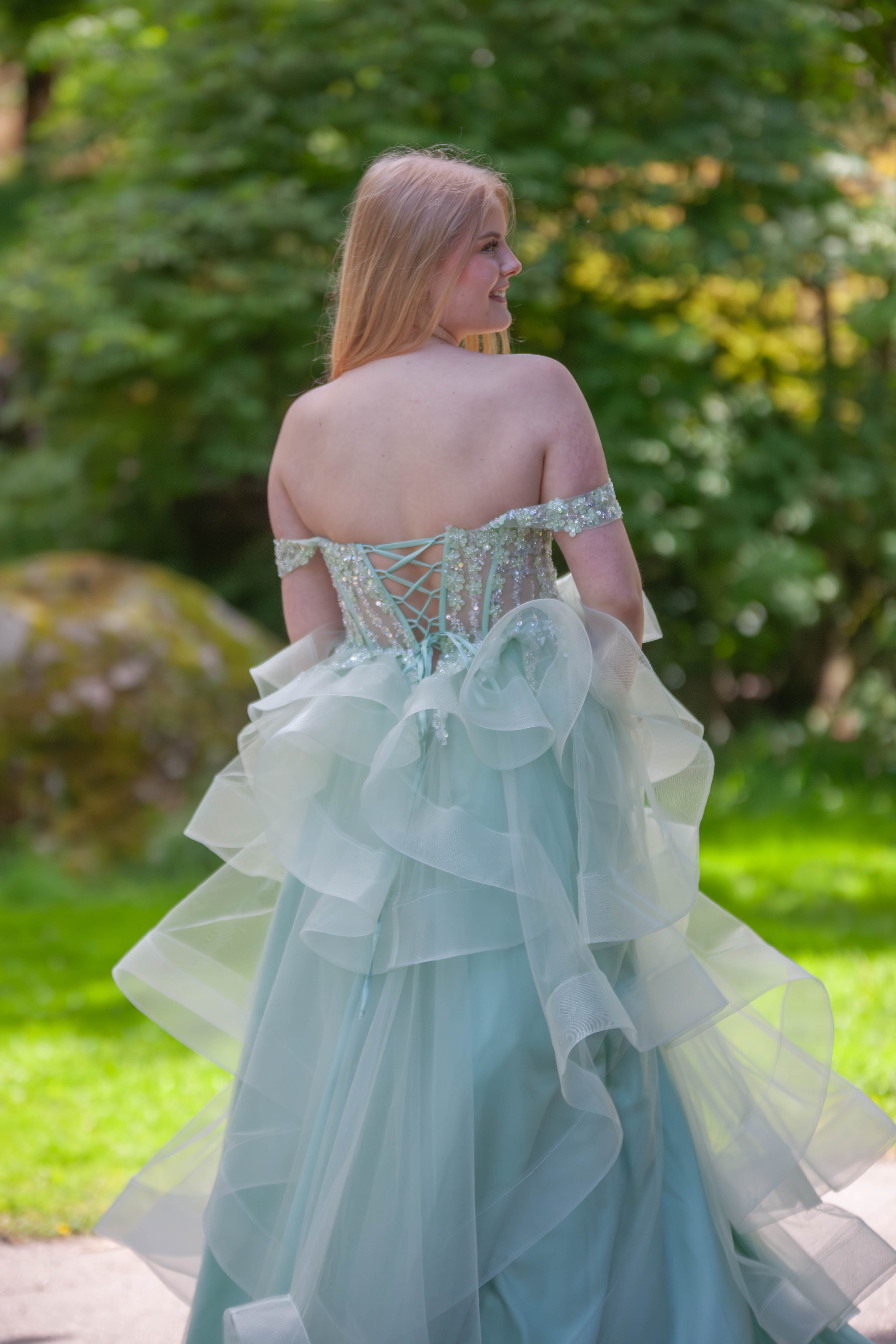 PROM DRESS CAROLINE LIGHT GREEN