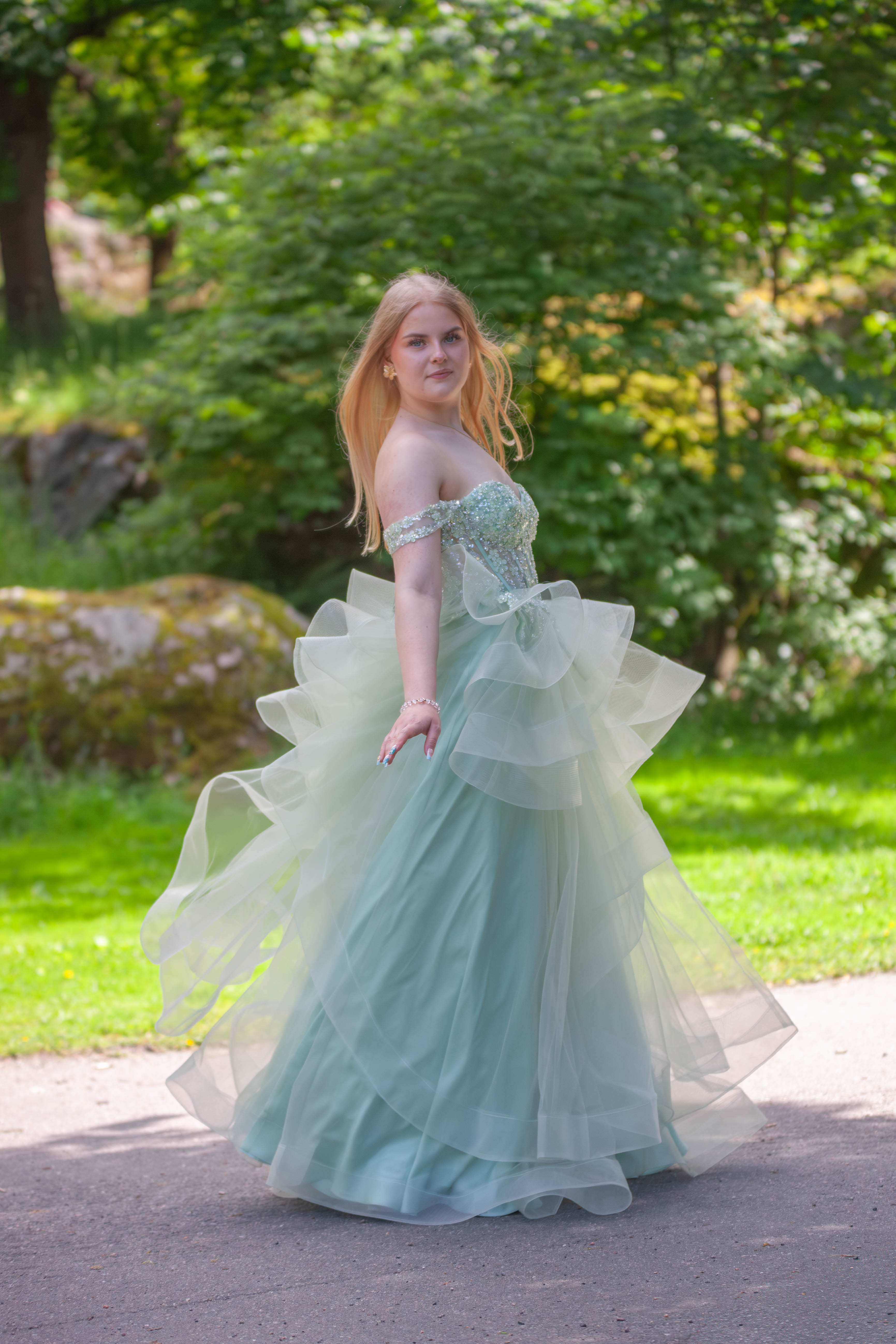 PROM DRESS CAROLINE LIGHT GREEN