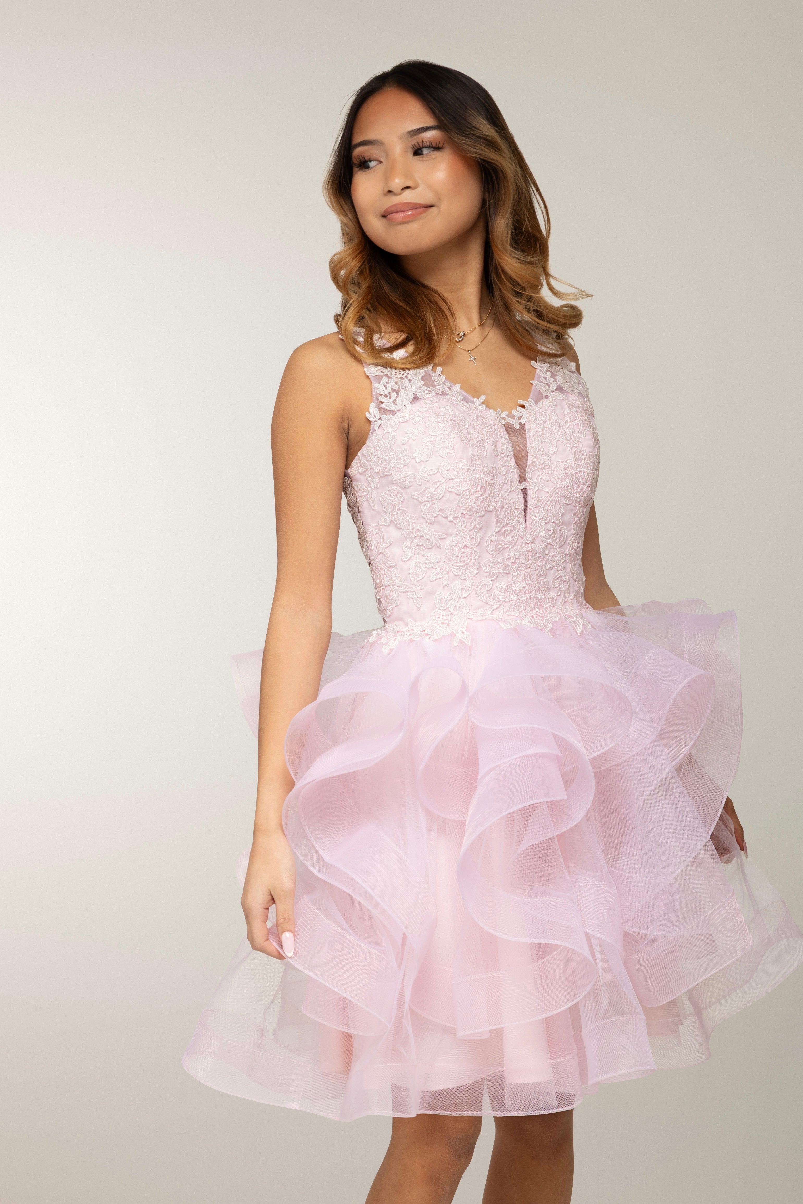 DRESS H303417S-TULLE LIGHT PINK