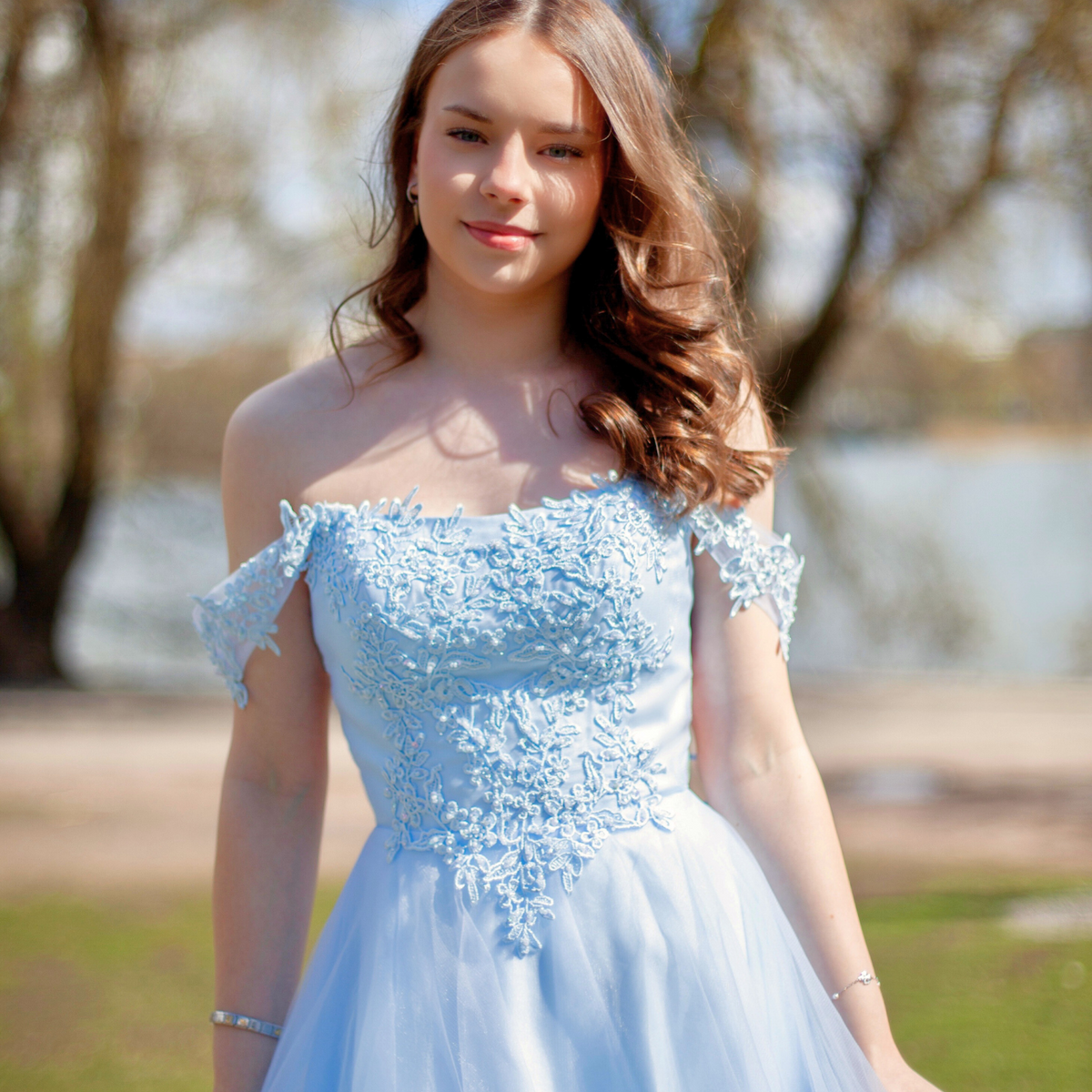 Dress H4607S-Tulle Iceblue | Dazzling by Zazabella