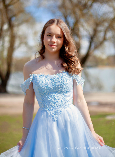 Dress H4607S-Tulle Iceblue | Dazzling by Zazabella